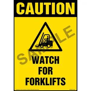 Caution: Watch For Forklift Sign with Icon - OSHA, Portrait