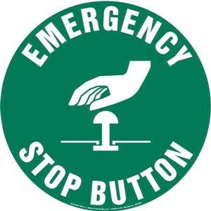 Emergency Stop Button Sign with Icon - Round