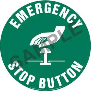 Emergency Stop Button Sign with Icon - Round