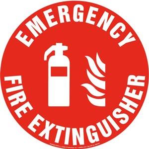 Emergency Fire Extinguisher Sign with Icon - Round