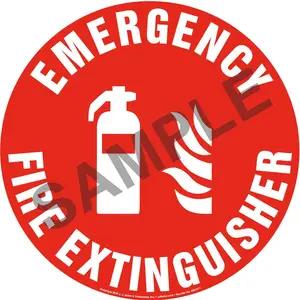 Emergency Fire Extinguisher Sign with Icon - Round