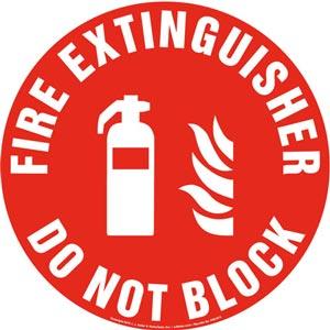 Fire Extinguisher, Do Not Block Sign with Icon - Round