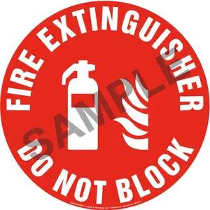 Fire Extinguisher, Do Not Block Sign with Icon - Round