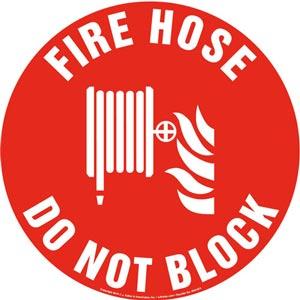 Fire Hose, Do Not Block Sign with Icon - Round