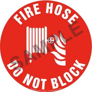 Fire Hose, Do Not Block Sign with Icon - Round