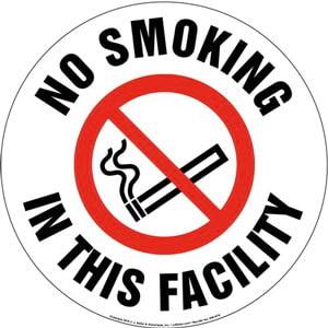 No Smoking In This Facility Sign with Icon - Round