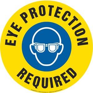 Eye Protection Required Sign with Icon - Round