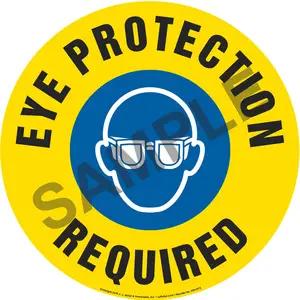 Eye Protection Required Sign with Icon - Round