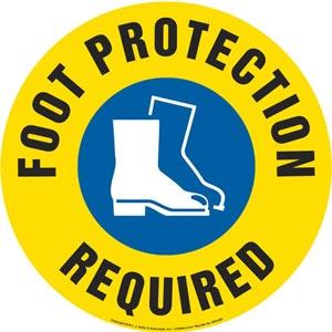 Foot Protection Required Sign with Icon - Round