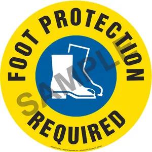 Foot Protection Required Sign with Icon - Round