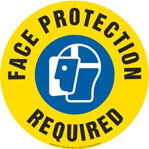 Face Protection Required Sign with Icon - Round