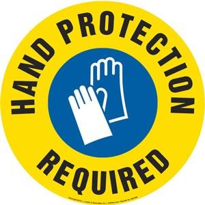 Hand Protection Required Sign with Icon - Round