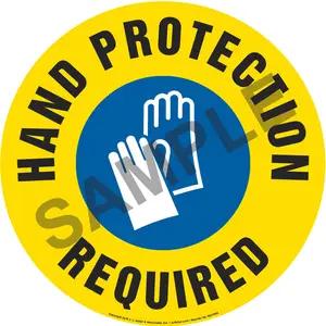 Hand Protection Required Sign with Icon - Round