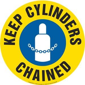 Keep Cylinders Chained Sign with Icon - Round