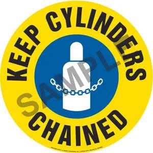 Keep Cylinders Chained Sign with Icon - Round