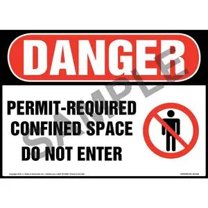 Danger: Permit-Required Confined Space, Do Not Enter Sign with Icons - OSHA