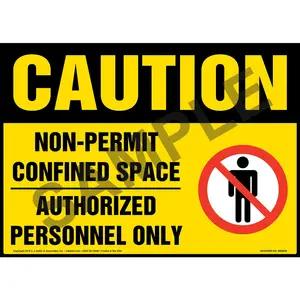 Caution: Non-Permit Confined Space, Authorized Personnel Only Sign with Icon - OSHA