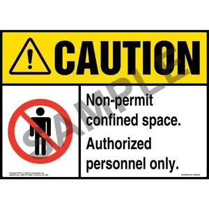 Caution: Non-Permit Confined Space, Authorized Personnel Only Sign with Icon - ANSI
