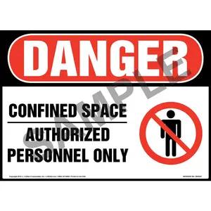 Danger: Confined Space, Authorized Personnel Only Sign with Icon - OSHA