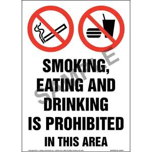 Smoking, Eating And Drinking Is Prohibited In This Area Sign with Icons