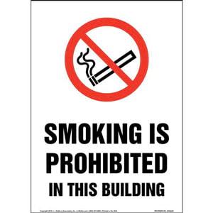 Smoking Is Prohibited In This Building Sign with Icon