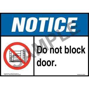Notice: Do Not Block Door Sign with Icon - ANSI