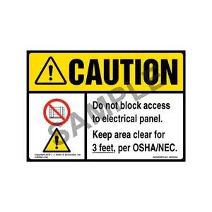 Caution: Do Not Block Electrical Panel, Keep Area Clear For 3 Ft. Label with Icons - ANSI