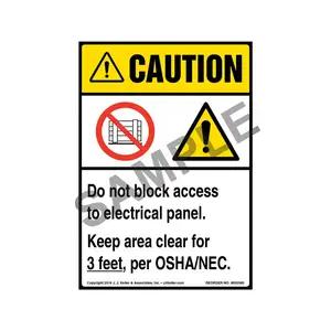 Caution: Do Not Block Electrical Panel, Keep Area Clear For 3 Ft. Label with Icons - ANSI