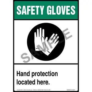 Safety Gloves: Hand Protection Located Here Sign with Icon