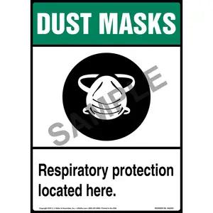 Dust Mask: Respiratory Protection Located Here Sign with Icon