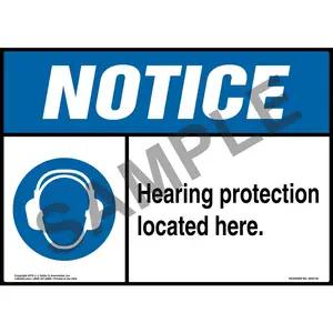 Notice: Hearing Protection Located Here Sign with Icon - ANSI