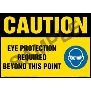 Caution: Eye Protection Required Beyond This Point Sign with Icon - OSHA