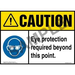 Caution: Eye Protection Required Beyond This Point Sign with Icon - ANSI