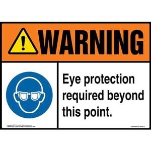 Warning: Eye Protection Required Beyond This Point Sign with Icon - ANSI