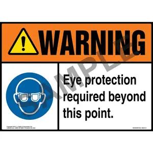 Warning: Eye Protection Required Beyond This Point Sign with Icon - ANSI