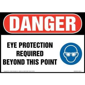 Danger: Eye Protection Required Beyond This Point Sign with Icon - OSHA