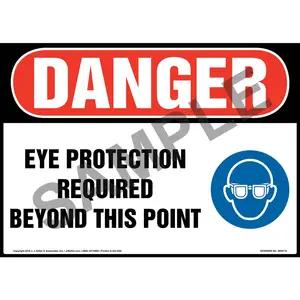 Danger: Eye Protection Required Beyond This Point Sign with Icon - OSHA