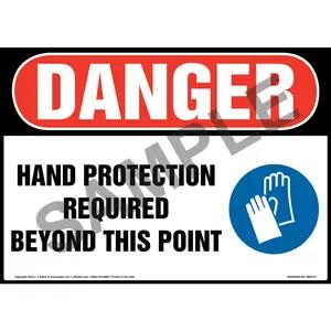 Danger: Hand Protection Required Beyond This Point Sign with Icon - OSHA