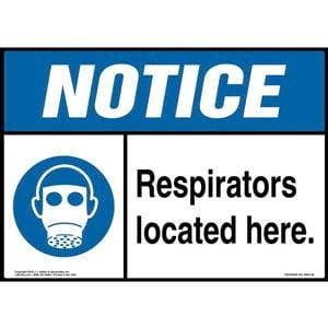 Notice: Respirators Located Here Sign with Icon - ANSI