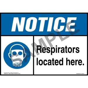 Notice: Respirators Located Here Sign with Icon - ANSI