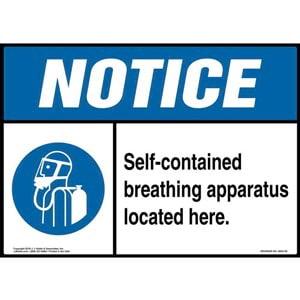 Notice: Self-Contained Breathing Apparatus Located Here Sign with Icon - ANSI