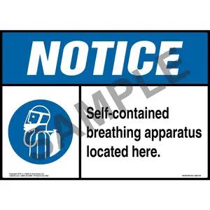 Notice: Self-Contained Breathing Apparatus Located Here Sign with Icon - ANSI