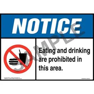 Notice: Eating and Drinking Are Prohibited in This Area Sign with Icon - ANSI