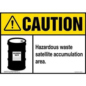 Caution: Hazardous Waste Satellite Accumulation Area Sign with Icon - ANSI