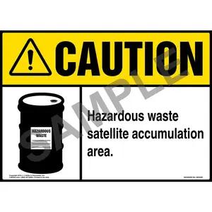 Caution: Hazardous Waste Satellite Accumulation Area Sign with Icon - ANSI