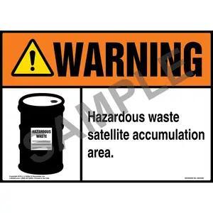 Warning: Hazardous Waste Satellite Accumulation Area Sign with Icon - ANSI