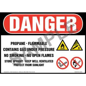 Danger: Propane Gas Under Pressure Sign with Icons - OSHA