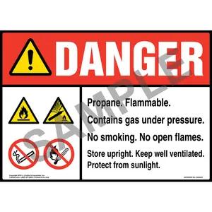 Danger: Propane Gas Under Pressure Sign with Icons - ANSI