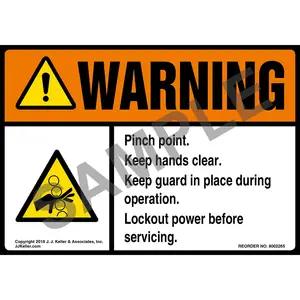 Warning: Keep Hands Clear Label with Icon - ANSI