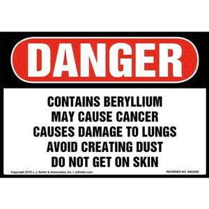 Danger: Contains Beryllium, May Cause Cancer Label - OSHA